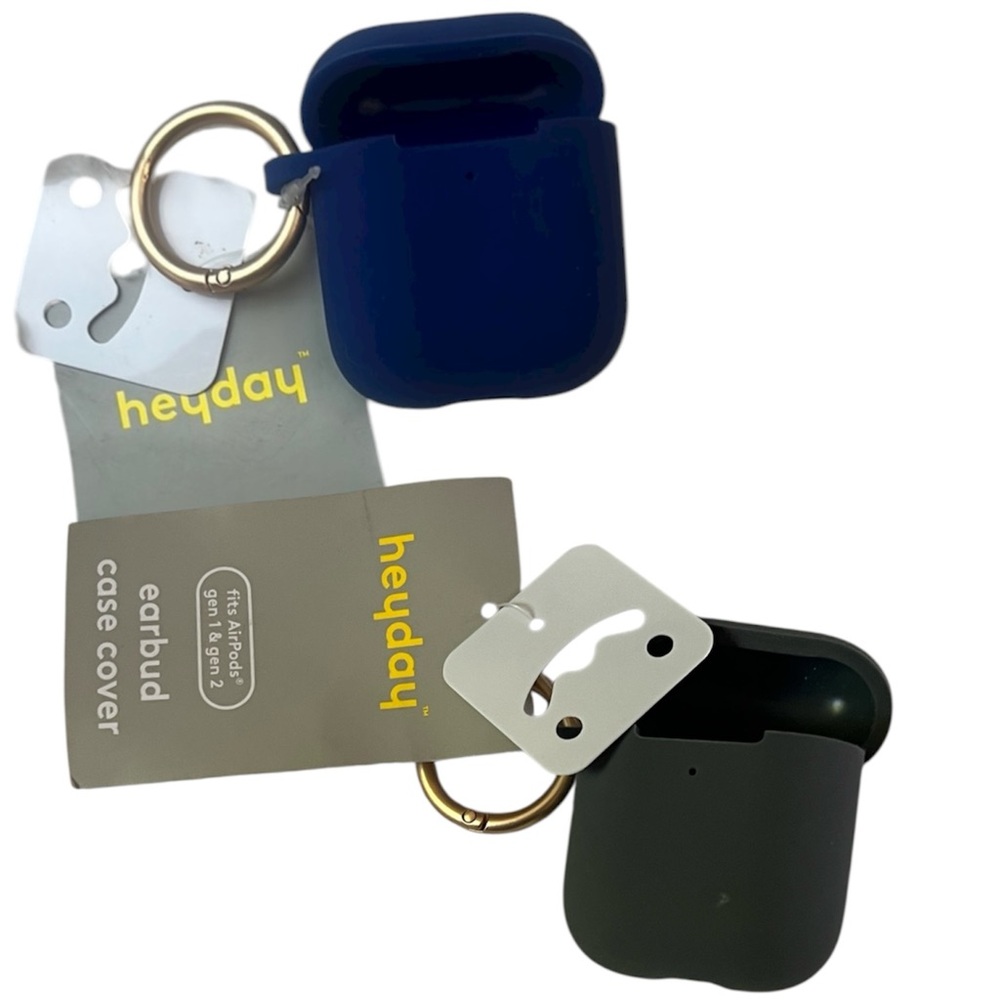 Set of 2 Heyday Blue & Gray Earbud Case Cover fits Airpod gen 1 and gen 2